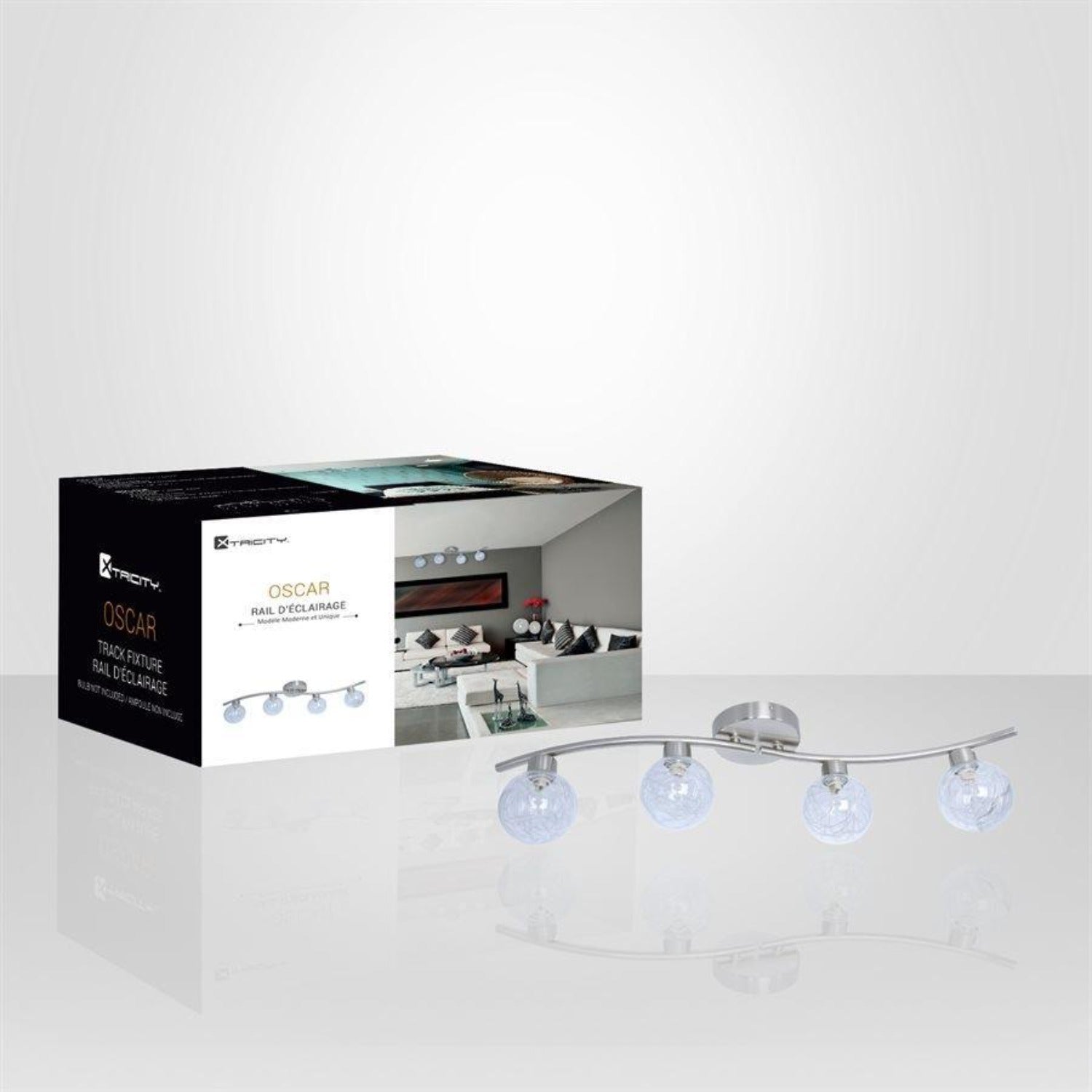 Xtricity - Plafonnier à 4 Têtes, Largeur de 26.3'', De la Collection Oscar, Argenté - Simple Boutique