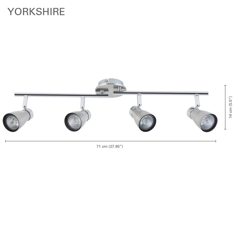 Xtricity - Plafonnier à 4 Têtes, Largeur de 27.95'', De la Collection Yorkshire, Nickel Chrome - Simple Boutique
