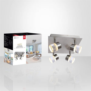 Xtricity - Plafonnier à 4 Têtes avec DEL Intégré, Largeur de 10.2'', De la Collection Hope, Nickel - Simple Boutique