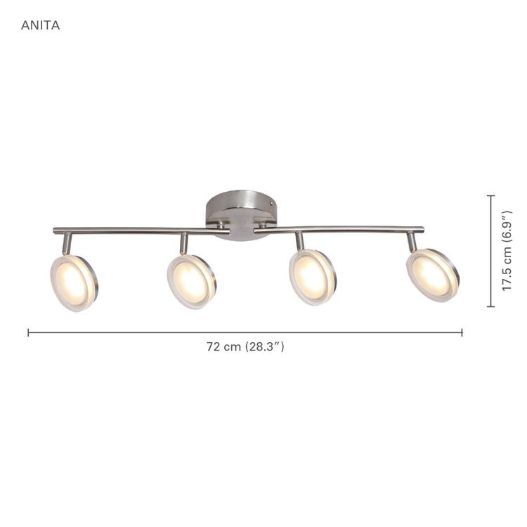 Xtricity - Plafonnier à 4 Têtes avec DEL Intégré, Largeur de 28.34'', De la Collection Anita, Nickel - Simple Boutique
