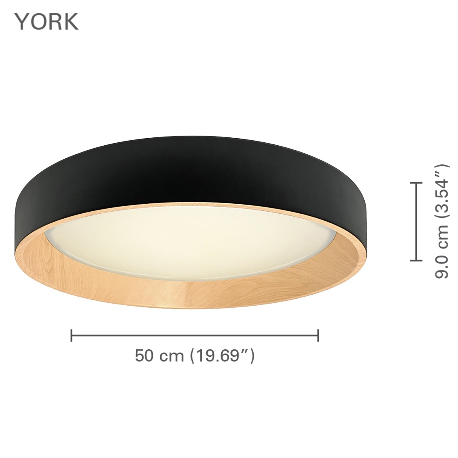 Xtricity - Plafonnier avec DEL Intégré, Diamètre de 19.7", De la Collection York, Noir - Simple Boutique