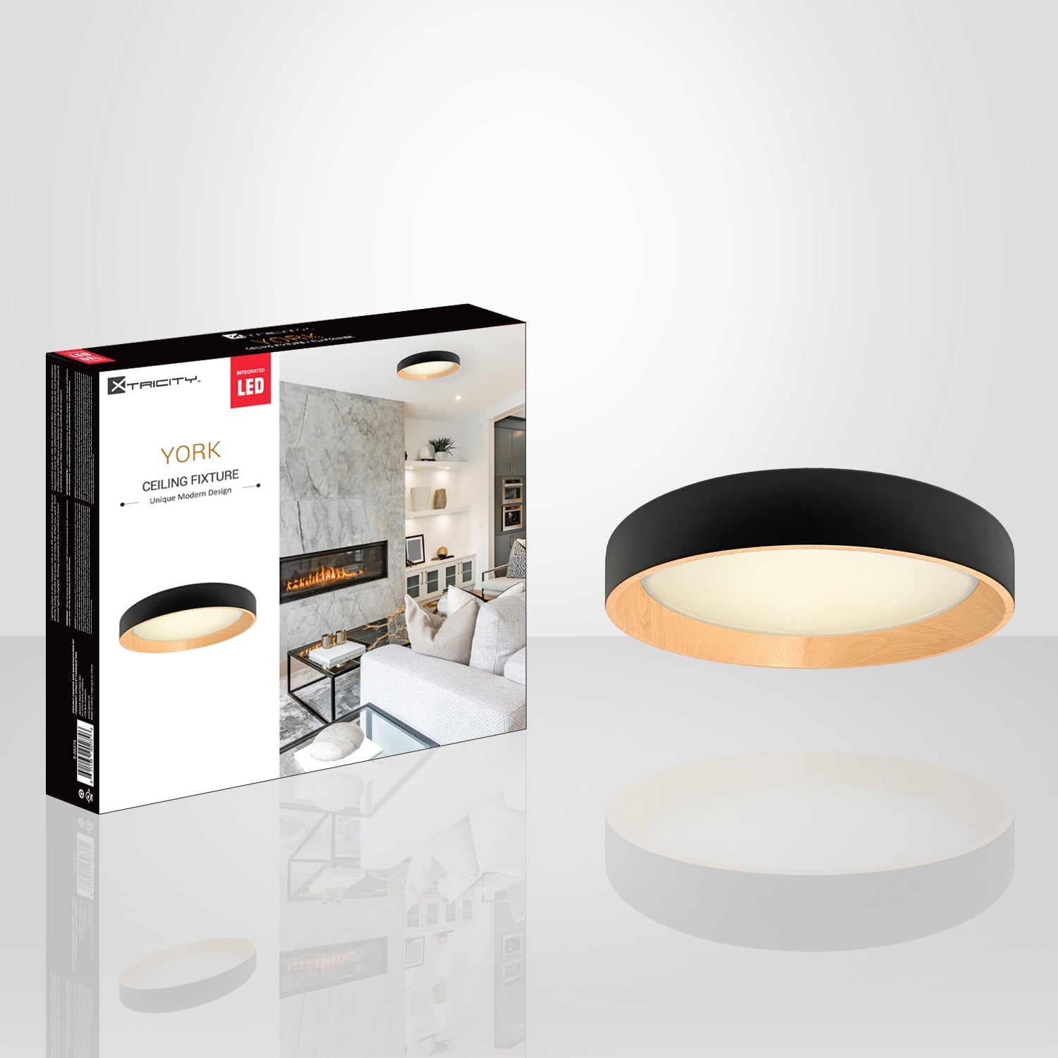 Xtricity - Plafonnier avec DEL Intégré, Diamètre de 19.7", De la Collection York, Noir - Simple Boutique