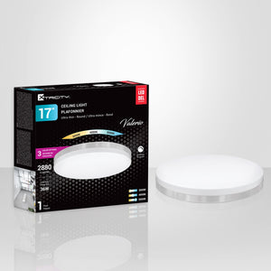 Xtricity - Plafonnier avec DEL Intégrées, Diamètre de 17", 3 Options de Couleurs, De la Collection Valerio, Nickel - Simple Boutique