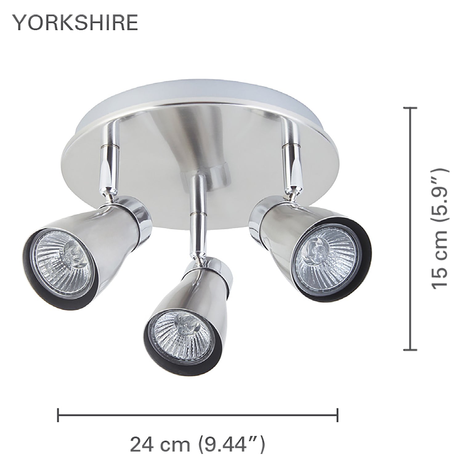 Xtricity - Plafonniers à 3 Têtes, Largeur de 9.44'', De la Collection Yorkshire, Nickel Chrome - Simple Boutique