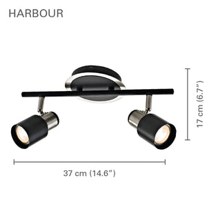 Xtricity - Rail d'éclairage à 2 Têtes, Largeur de 14.6'', De la Collection Harbour, Nickel Brossé et Noir - Simple Boutique