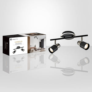 Xtricity - Rail d'éclairage à 2 Têtes, Largeur de 14.6'', De la Collection Harbour, Nickel Brossé et Noir - Simple Boutique