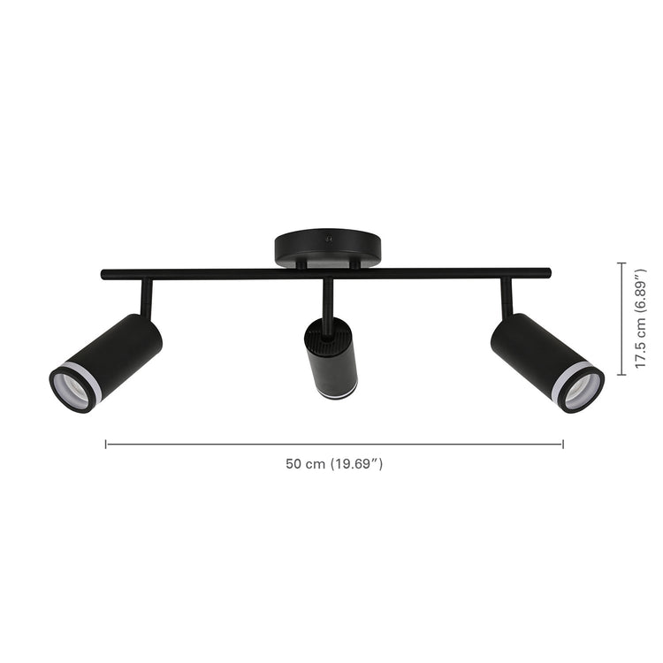 Xtricity - Rail d'éclairage à 3 Tête, Largeur de 19.69", De la Collection Valegro, Noir - Simple Boutique
