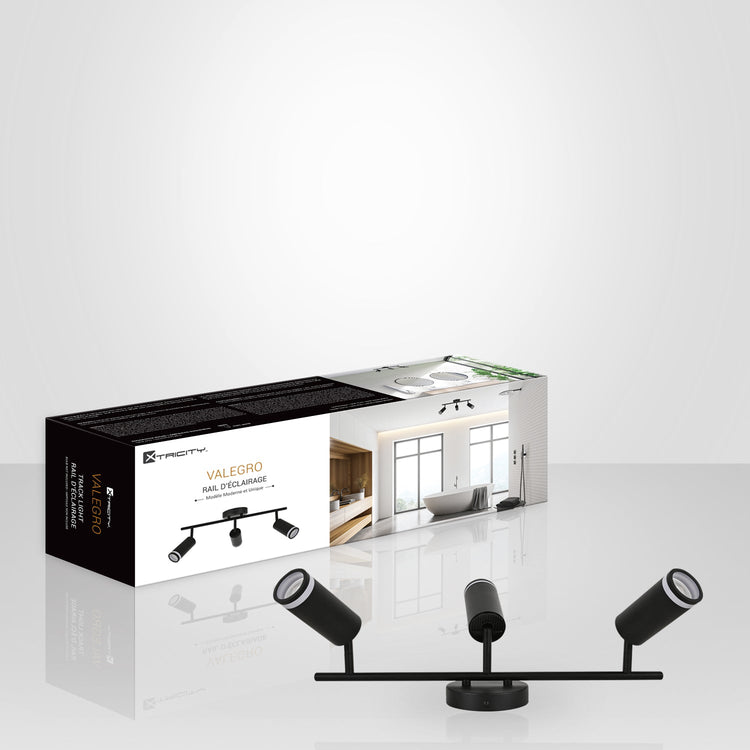Xtricity - Rail d'éclairage à 3 Tête, Largeur de 19.69", De la Collection Valegro, Noir - Simple Boutique