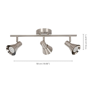 Xtricity - Rail d'éclairage à 3 Têtes, Largeur de 19.69", De la Collection Rosalie, Nickel - Simple Boutique