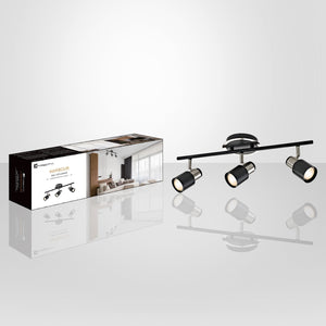 Xtricity - Rail d'éclairage à 3 Têtes, Largeur de 20.5'', De la Collection Harbour, Nickel Brossé et Noir - Simple Boutique