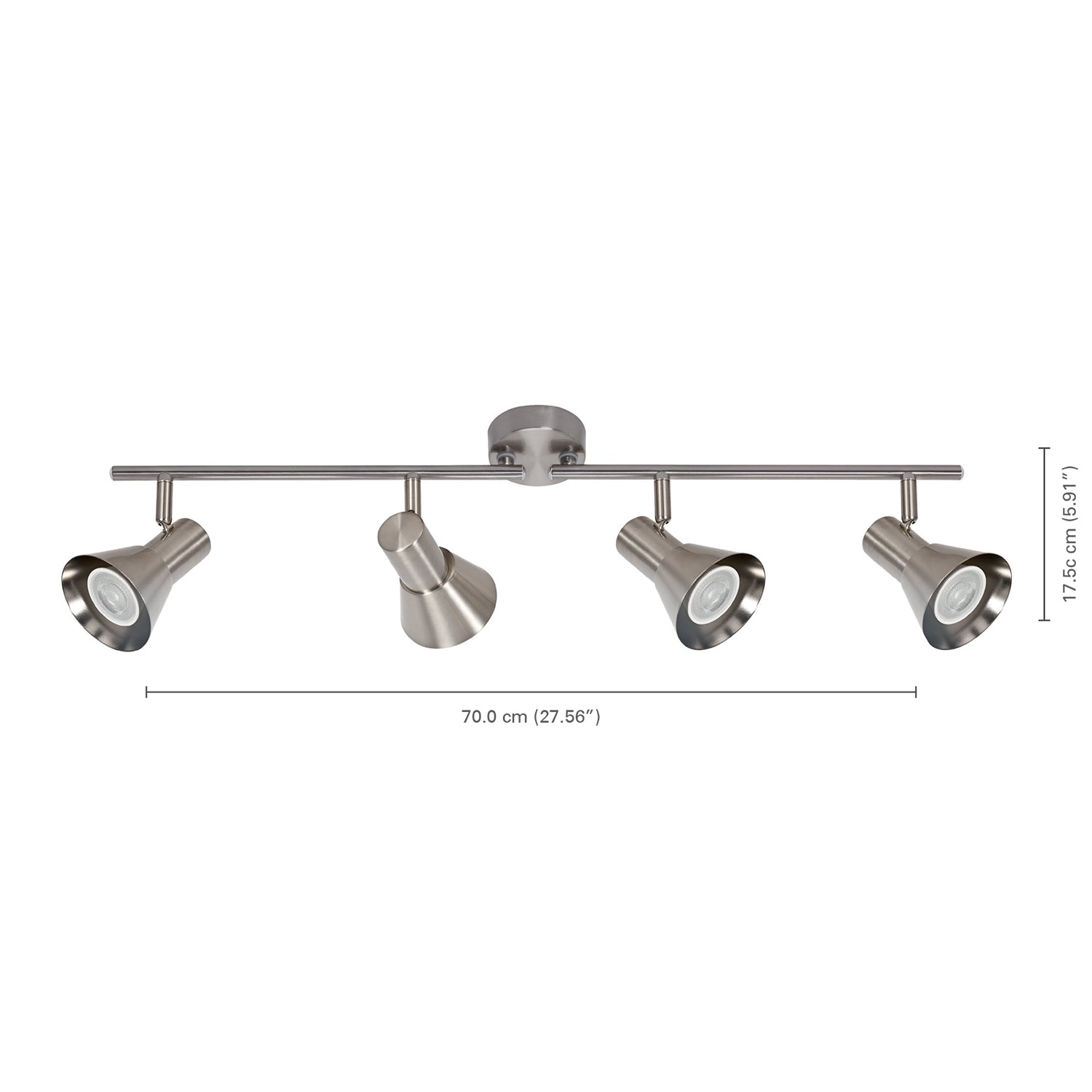 Xtricity - Rail d'éclairage à 4 Têtes, Largeur de 27.56", De la Collection Rosalie, Nickel - Simple Boutique