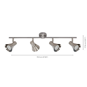 Xtricity - Rail d'éclairage à 4 Têtes, Largeur de 27.56", De la Collection Rosalie, Nickel - Simple Boutique