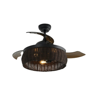 Xtricity - Ventilateur de Plafond avec Hélice Rétractable et Éclairage, Télécommande Incluse, Brun - Simple Boutique