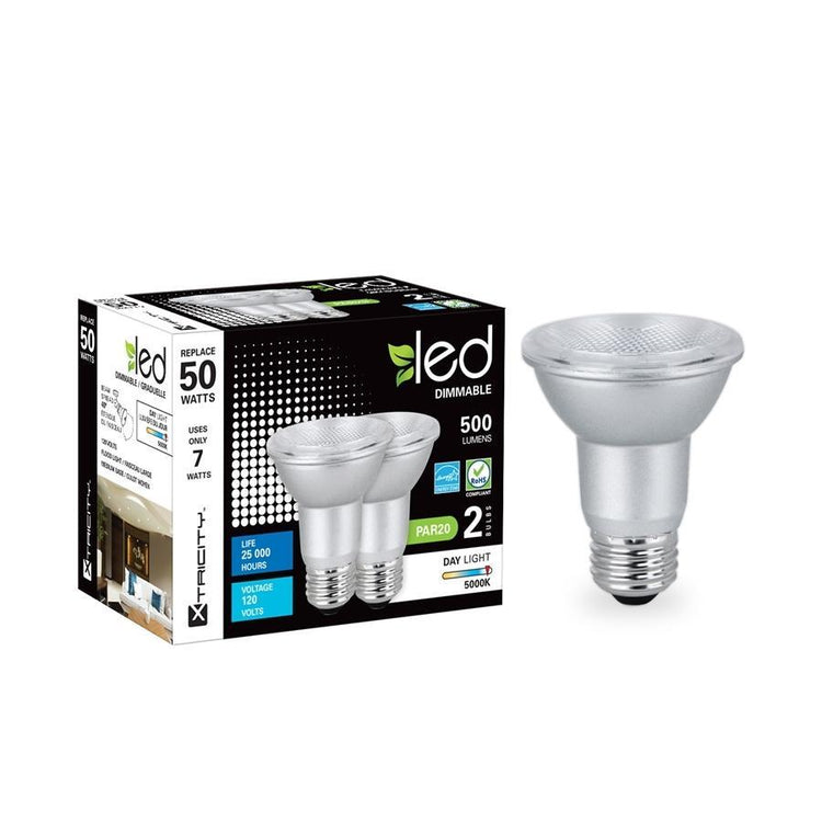 Xtricity ampoules DEL PAR20/7W/120V/E26/500L/ES/5000k dim 2 un. - Simple Boutique