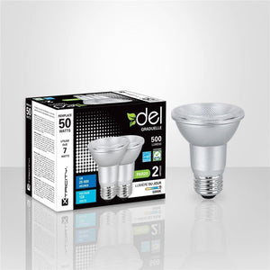 Xtricity ampoules DEL PAR20/7W/120V/E26/500L/ES/5000k dim 2 un. - Simple Boutique