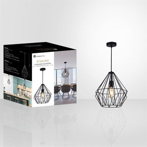 Xtricty - Luminaire Suspendu, Largeur de 11.81'', De la Collection Sterling, Noir - Simple Boutique