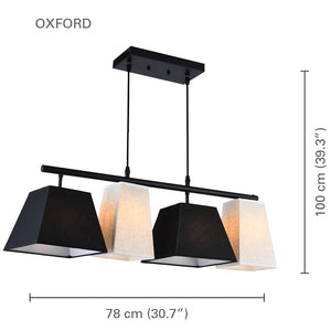 Xtricty - Luminaire Suspendu à 4 Lumières, Largeur de 30.7'', De la Collection Oxford, Noir et Blanc - Simple Boutique