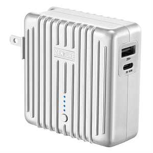 Zendure - Chargeur Mural USB 2 en 1 Avec Banque de Recharge Intégré, 5000mah, Argenté - Simple Boutique