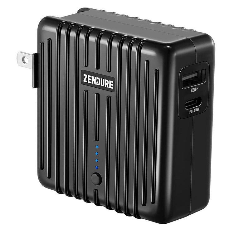 Zendure - Chargeur Mural USB 2 en 1 Avec Banque de Recharge Intégré, 5000mah, Noir - Simple Boutique
