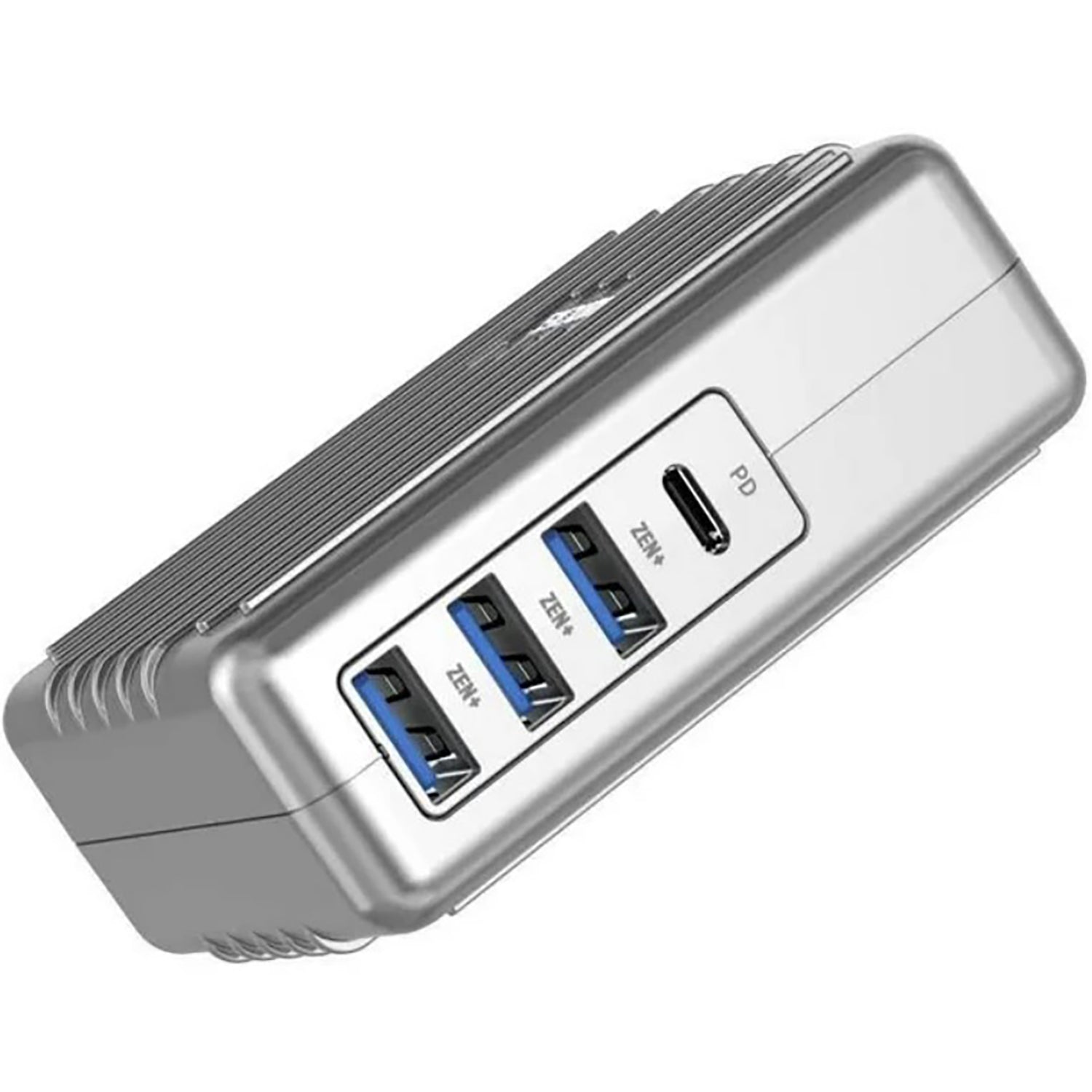 Zendure - Chargeur Mural avec 4 Ports USB avec Adaptateur de Voyage US, UK et EU, Argenté - Simple Boutique