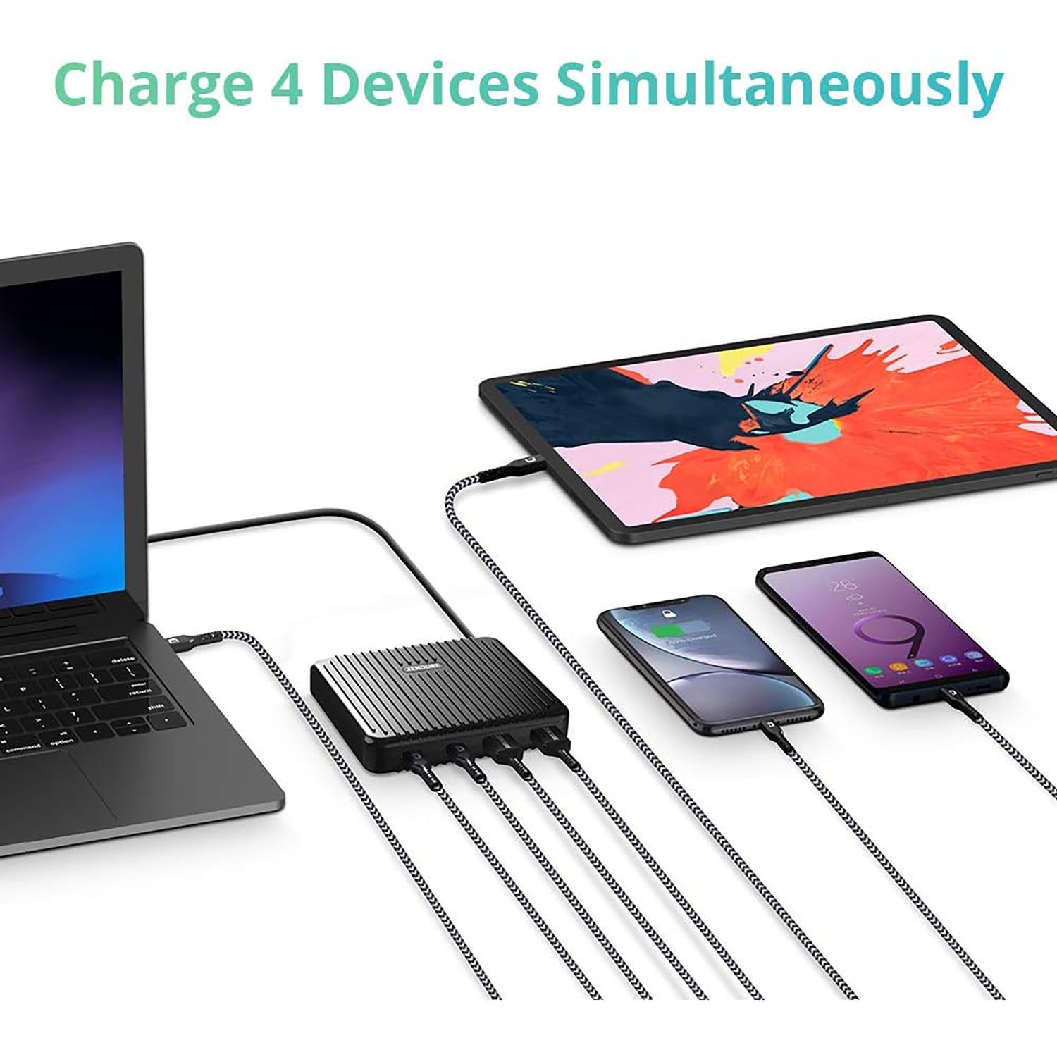 Zendure - Chargeur de Bureau avec 2 Port USB-A et 2 Port USB-C, 100 Watts, Noir - Simple Boutique