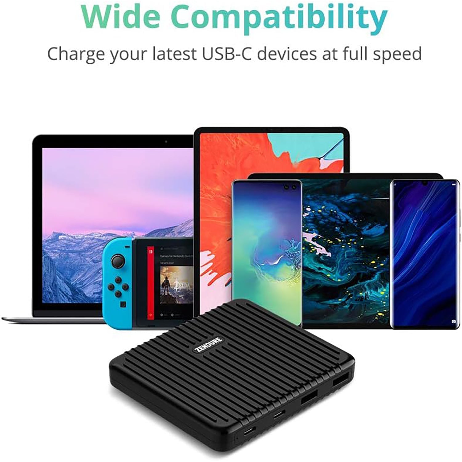 Zendure - Chargeur de Bureau avec 2 Port USB-A et 2 Port USB-C, 100 Watts, Noir - Simple Boutique