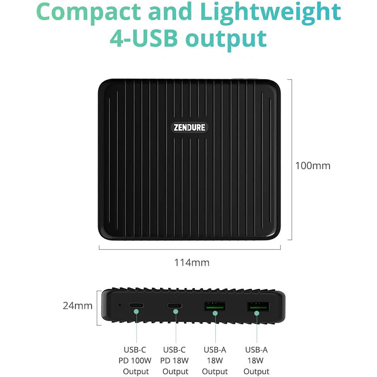 Zendure - Chargeur de Bureau avec 2 Port USB-A et 2 Port USB-C, 100 Watts, Noir - Simple Boutique