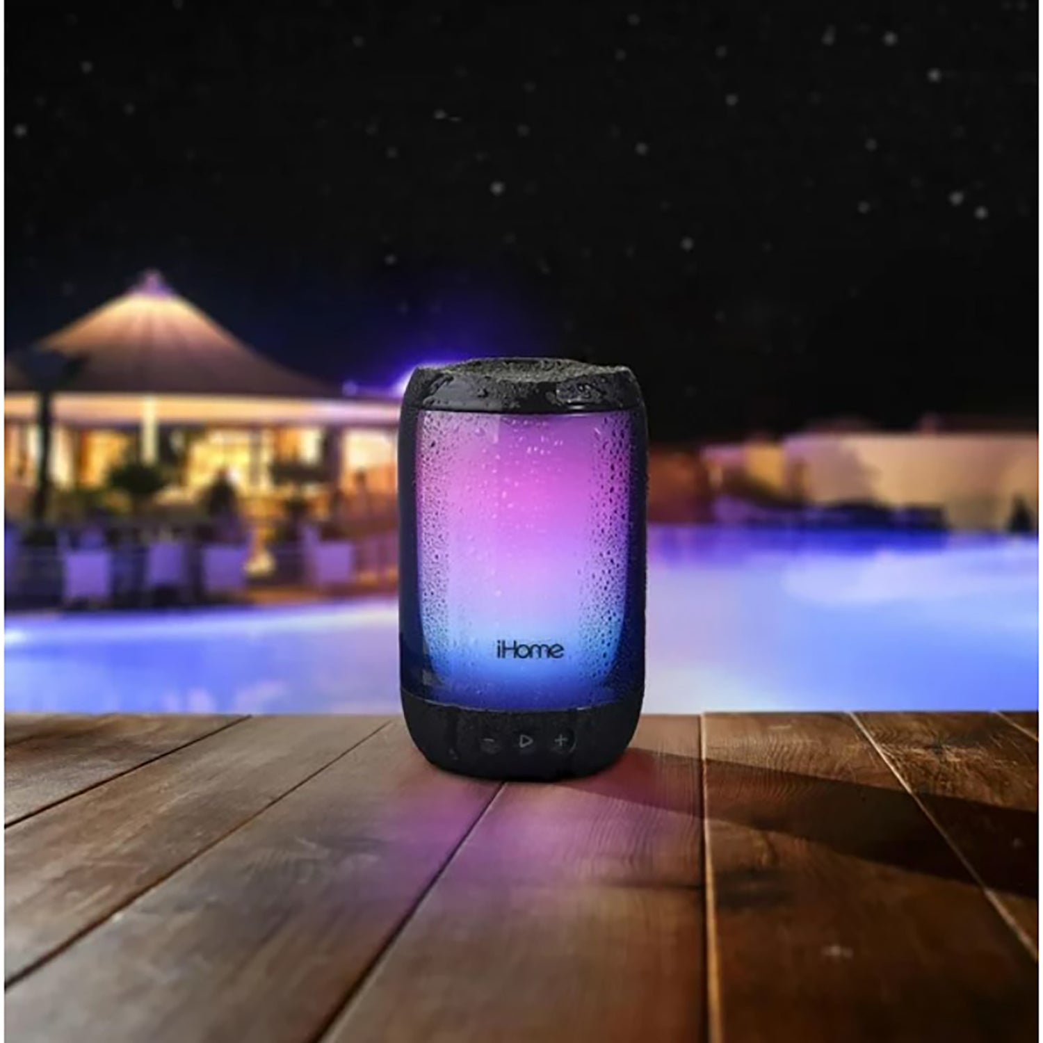 iHome - Haut-Parleur Bluetooth Etanche avec 5 Modes d'éclairage, Noir - Simple Boutique