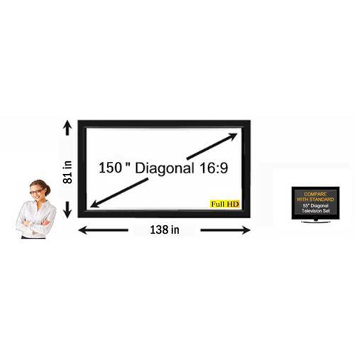 150" 16:9 Toile de projection à cadrage fixe - Argent 3D - Simple Boutique