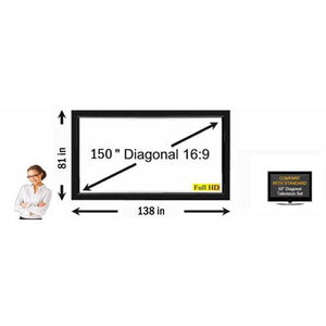 150" 16:9 Toile de projection à cadrage fixe - Gris - Simple Boutique