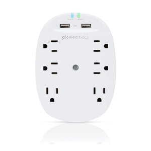 360 Electrica Studio Protecteur de Surtension à 6 Prises avec 2 Prises USB 2-2.4Amp Blanc 360303 - Simple Boutique
