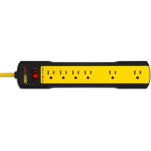 360 Electrical Pro Protecteur de Surtension Robuste 6 Prises Jaune 36003 - Simple Boutique