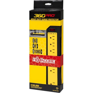 360 Electrical Pro Protecteur de Surtension Robuste 6 Prises Jaune 36003 - Simple Boutique
