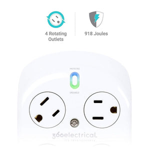 360 Electrical Revolve Protecteur de Surtension à 4 Sorties Rotative Blanc 36036 - Simple Boutique