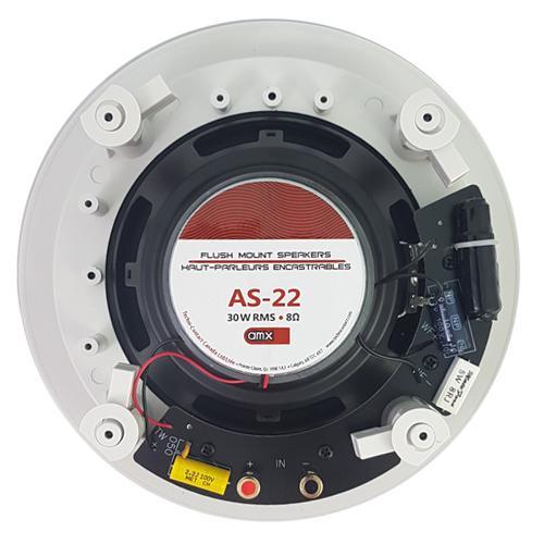 AMX AS-22 Haut-Parleurs Plafond Encastrés 6.5" 2 Voies 60 Watts 8 Ohms Vendu En Paire Blanc - Simple Boutique