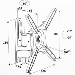 AMX BFP-01B Support Mural Universel Articulé 1 Pivot Pour TV LED, LCD, PLASMA pour Écrans 23'' À 42'' - Simple Boutique