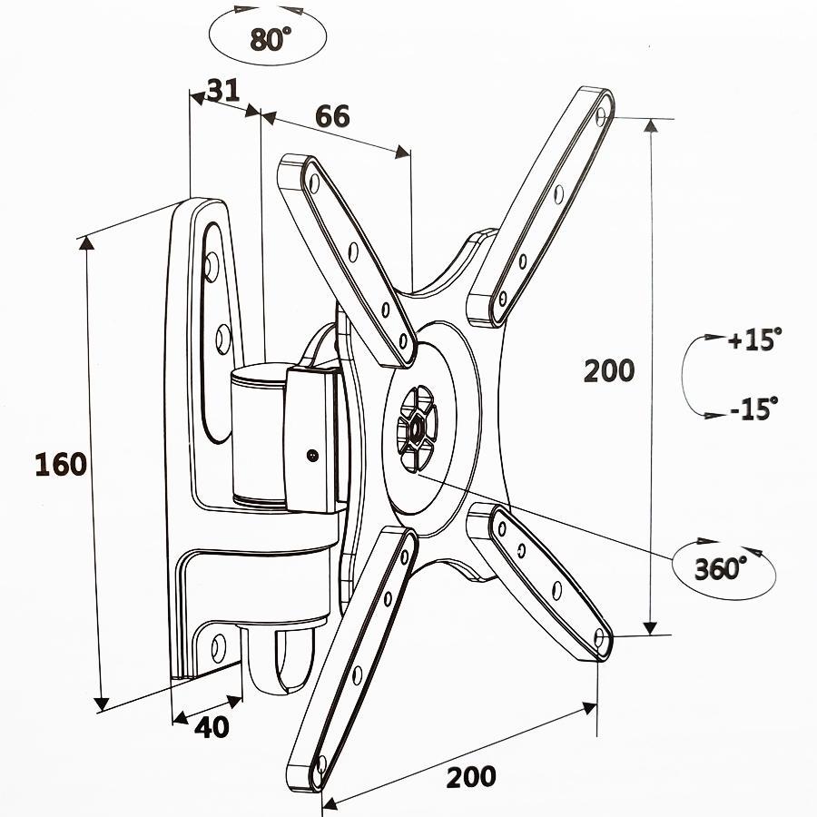 AMX BFP-01B Support Mural Universel Articulé 1 Pivot Pour TV LED, LCD, PLASMA pour Écrans 23'' À 42'' - Simple Boutique