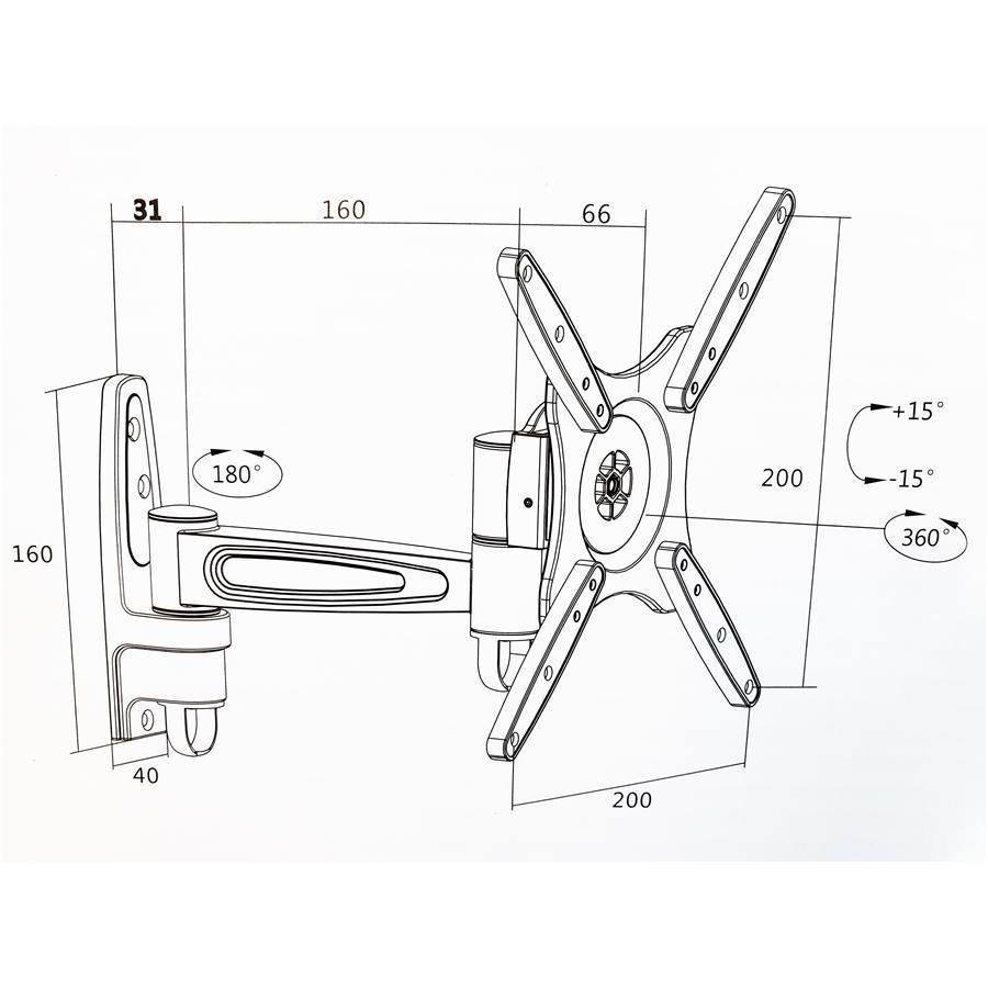 AMX BFP-02B Support Mural Universel Articulé 2 Pivots Pour TV LED, LCD, PLASMA pour Écrans 23'' À 42'' - Simple Boutique
