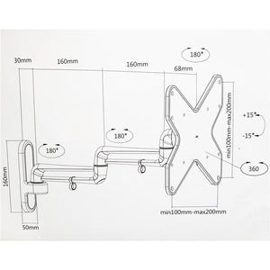 AMX BFP-13B Support Mural Universel Articulé 3 Pivots Pour TV LED, LCD, PLASMA pour Écrans 23'' À 42'' - Simple Boutique