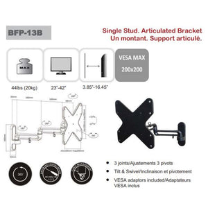 AMX BFP-13B Support Mural Universel Articulé 3 Pivots Pour TV LED, LCD, PLASMA pour Écrans 23'' À 42'' - Simple Boutique