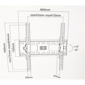 AMX BPL-27B Support Mural Universel Inclinable Pour TV LED, LCD, PLASMA pour Écrans 32'' À 55'' - Simple Boutique