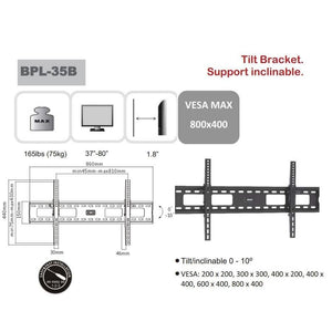 AMX BPL-35B Support Mural Universel Inclinable Pour TV LED, LCD, PLASMA pour Écrans 32'' À 80'' - Simple Boutique