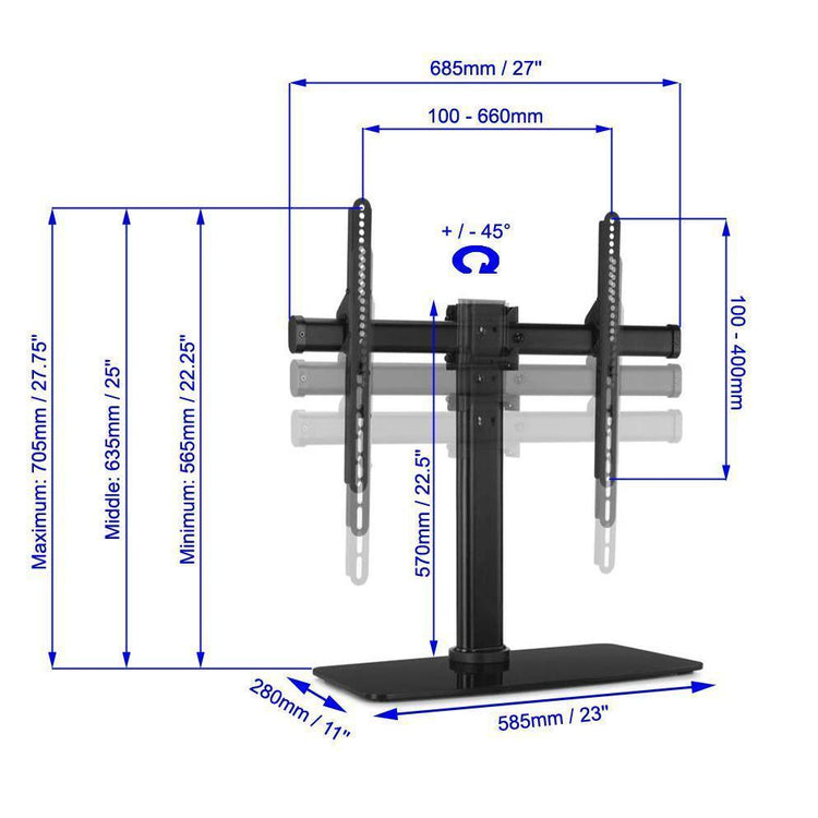 AMX BPL-72B Support de Table Pivotant pour Téléviseur (Pied ou Base de Rechange) DEL PLASMA LCD 32" à 55" - Simple Boutique