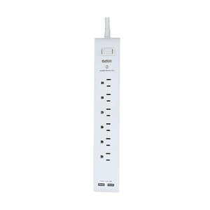 AMX PA-18 Barre D'alimentation et Protecteur de Surtension avec 2 Ports USB 2.4A Blanche - Simple Boutique