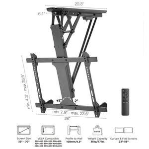 AMX - Support de Téléviseur pour Plafond Motorisé, Pour Écran de 32" à 70", avec Télécommande, Noir - Simple Boutique