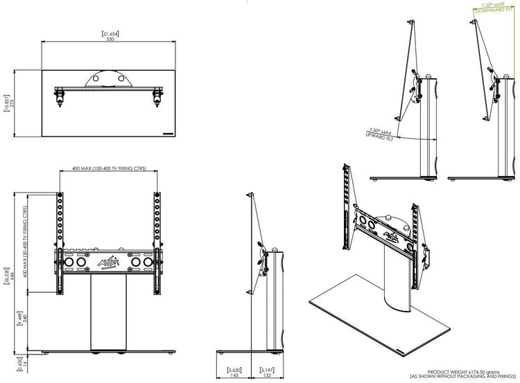 AVF ML-B401BS Base de Téléviseur de Table Universelle (Pied ou Base de Remplacement) - Pour Écran LCD PLASMA DEL 55 pouces et 66 lbs - Simple Boutique