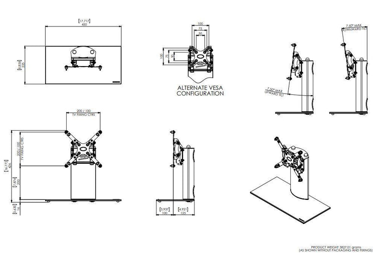 AVF Support De Table Pivotant (Base, Pied De Remplacement) LED LCD Plasma Jusqu'a 32" VESA 200x200mm - Simple Boutique