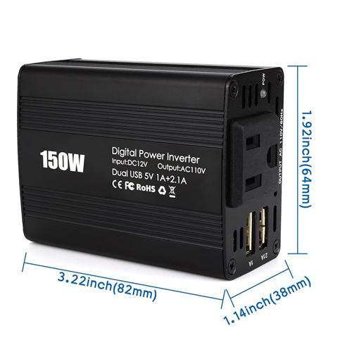 Adaptateur DC 12V À AC 110V De 150W Pour La Voiture Avec Chargeur USB Double - Simple Boutique