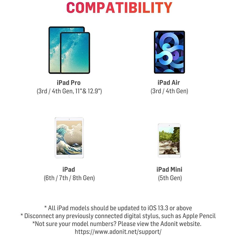 Adonit Note Plus - Stylet pour Ipad avec Sensibilité à la Pression et Boutons de Raccourci, Noir - Simple Boutique