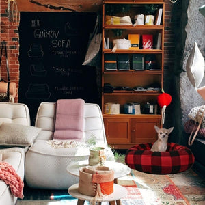 Animooos PBBX800 Lit pour Animaux de Compagnie Circulaire, 48X48X15CM, Motif à Carreaux Buffalo - Simple Boutique